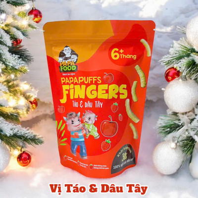 Bánh ăn dặm PAPAFOOD PAPAPUFFS Vị Táo & Dâu Tây - 100% Ngũ Cố Hữu Cơ - Gói 30G