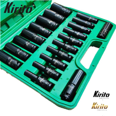 Bộ đầu khẩu 1/2 dài 8cm màu đen từ số 8-32mm cao cấp thép CRV sử dụng tháo lắp bulong chuyên nghiệp