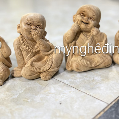 Bộ tượng tứ không bằng gỗ ngọc am thơm nức kt 12×10×9cm 