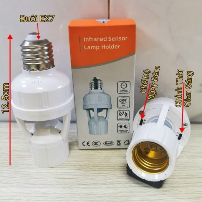 Đui Đèn Cảm Biến Chuyển Động E27, Tự Động Bật Tắt Thông Minh khi có người