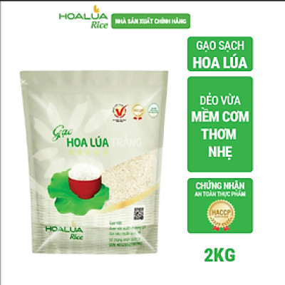 Gạo Hoa Lúa Trắng - Túi 2kg - Dẻo vừa, mềm cơm, thơm nhẹ