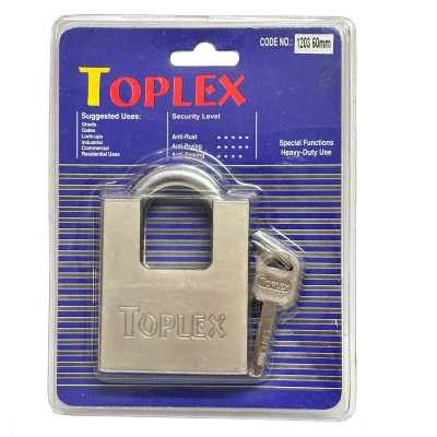 Ổ khóa TOPLEX 1203-40mm an toàn, chống cắt, chống chìa giả, chất liệu hợp kim thép, lõi hợp kim đồng.