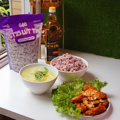 Gạo ST25 Lứt Tím túi 2kg - Dẻo mềm, thơm đặc trưng, giàu dinh dưỡng