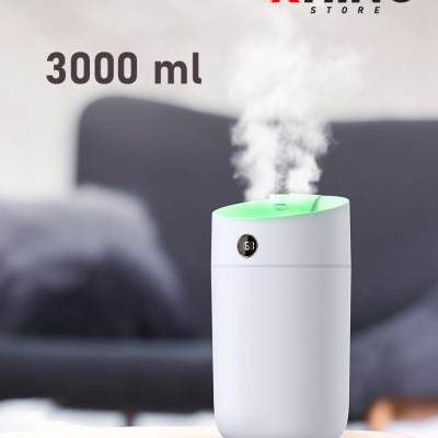 Máy phun sương tạo ẩm cỡ lớn Rhino H801 3000ml, 2 lõi phun, tích hợp đèn 7 màu, dung tích lớn cho không gian rộng - Hàng chính hãng