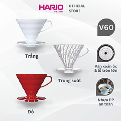 Phễu pha cà phê Hario V60 Coffee Dripper (phễu nhựa, 3 màu)