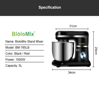 Máy trộn bột và đánh trứng 5 lít thương hiệu cao cấp BioloMix BM785LB - Công suất 1500W - HÀNG NHẬP KHẨU