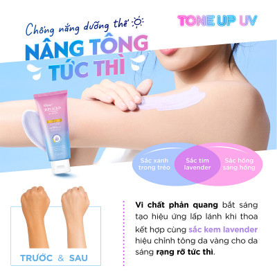 Kem chống nắng nâng tông body Skin Aqua dưỡng thể sáng mịn Sunplay Skin Aqua UV Body Tone up Lavender Lotion SPF 50+ PA++++ 130g