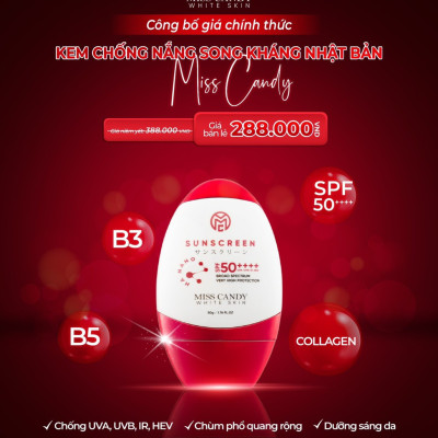 [MISS CANDY] Kem Chống Nắng Song Kháng Nhật Bản MISS CANDY SUNSCREEN HA NANO SPF 50,PA ++++ 50g, Chống Nước, Chống UVA/UVB, Chống Ánh Sáng Xanh & Tia Hồng Ngoại,Bảo Vệ Da Lên Đến 8 Tiếng - Gia Tuệ House