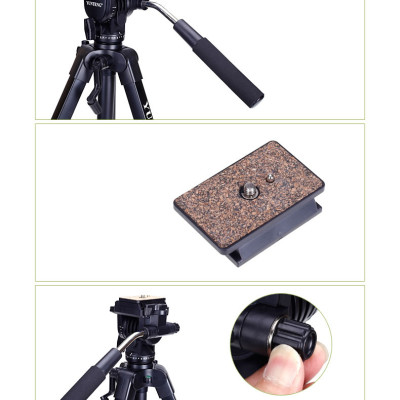Chân máy YUNTENG VCT-691RM dùng cho máy ảnh, máy quay và điện thoại ( Kèm đầu kẹp xoay 360 độ, Remote và túi đựng) - Hàng chính hãng