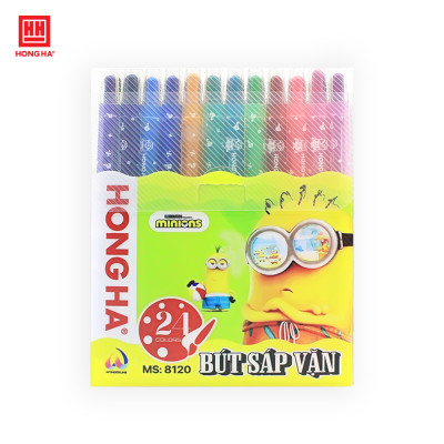 Bút sáp vặn Hồng Hà Minions 24 màu - 8120
