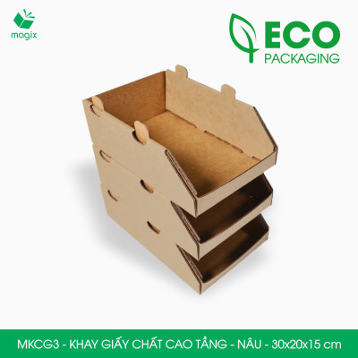 MKCG3 - 30x20x15 cm - 10 Khay giấy chất cao tầng bằng giấy carton siêu cứng, kệ giấy đựng đồ văn phòng, khay đựng dụng cụ, khay linh kiện, kệ phân loại dụng cụ