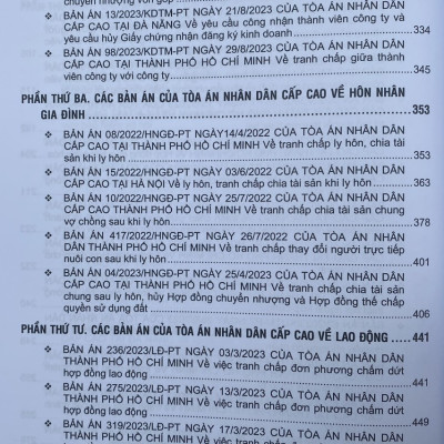 Tuyển Tập Các Bản Án của Toà Án Nhân Dân Cấp Cao  về Hành Chính - Kinh Doanh Thương Mại - Hôn Nhân Gia Đình - Lao Động