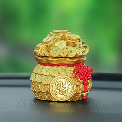 Túi vàng phong thủy may mắn - Hủ đựng muối gạo bàn thờ Thần Thần Tài