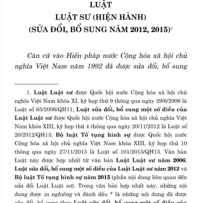 Luật Luật Sư (hiện hành) (sửa đổi, bổ sung năm 2012, 2015)