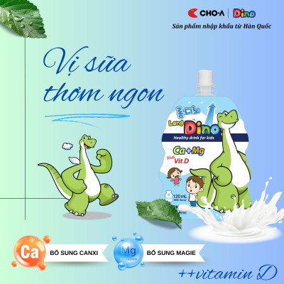 Nước Uống Dinh Dưỡng Vị Sữa Dành Cho Trẻ Em Long Dino Mẫu Mới (10 Gói x 120ml)