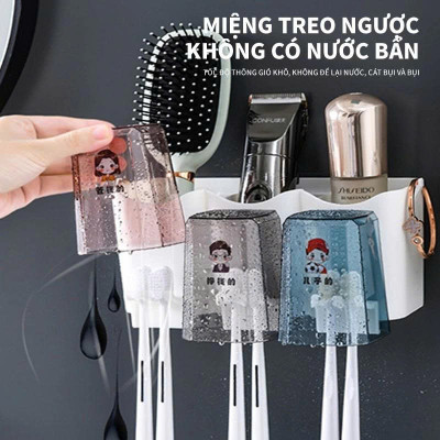 Kệ Nhà Tắm Thông Minh – Bộ Nhả Kem Đánh Răng Tự Động + 4 Cốc Úp Ngược Tiện Lợi