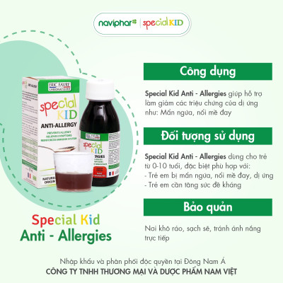 TPBVSK Special Kid Anti-Allergies - Hỗ trợ làm giảm các triệu chứng của dị ứng mẩn ngứa, nổi mề đay (125ml) [Siro – Nhập khẩu Pháp]