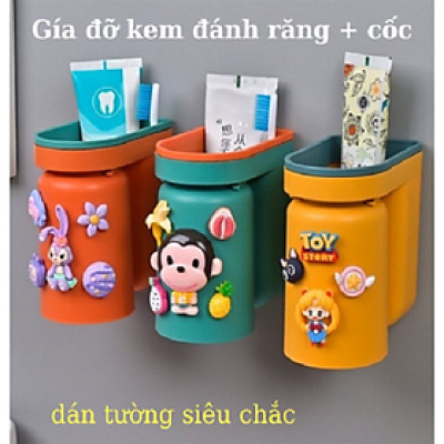 Kệ để bàn chải kem đánh răng dán tường, kệ nhà tắm để ly , Giá treo để bàn chải đánh răng siêu dính ,Cốc Để Bàn Chải Và Kem Đánh Răng, Dao cạo râu