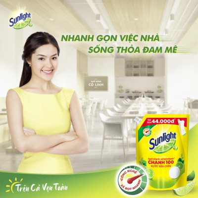 Nước Rửa Chén Bát Sunlight Chanh 100 Sạch Nhanh Xả Bọt Nhanh Rửa Sạch Dầu Mỡ Túi 3.1KG