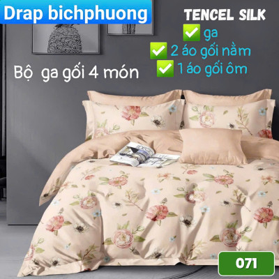Bộ drap gối Tencel vải Hàn Quốc , đỉnh cao mát , mềm mại { drap và 3 áo gối}