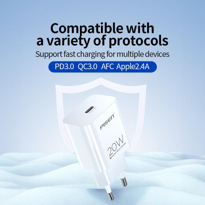 Sạc Nhanh Pisen Quick - Mr White USB-C 20W