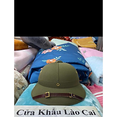 mũ cối tàu cốt phíp vải gabadin màu nâu