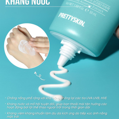Kem chống nắng rau má nâng tông kháng nước, lấu trôi -  Pretty Skin The pure jeju cica Waterproof Sun Cream