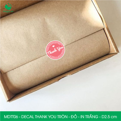 MDTT06 - D2.5cm -1000 Sticker Thank you, decal Thank you tròn dán hộp carton, tem cám ơn, nhãn dán cảm ơn trang trí gói hàng