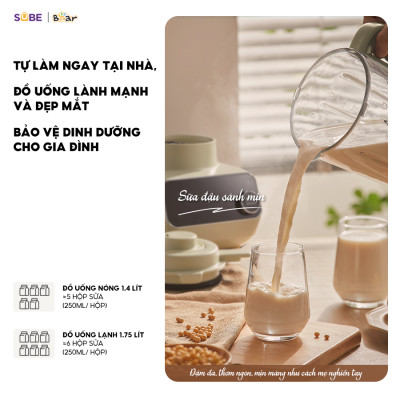 Máy Làm Sữa Hạt BEAR Đa Năng 1.75L Máy Xay Nấu Đa Năng Máy Xay Sinh Tố Máy Xay Hạt Nhuyễn Mịn Chống Ồn Tốt SB-SH17V - Hàng Chính Hãng