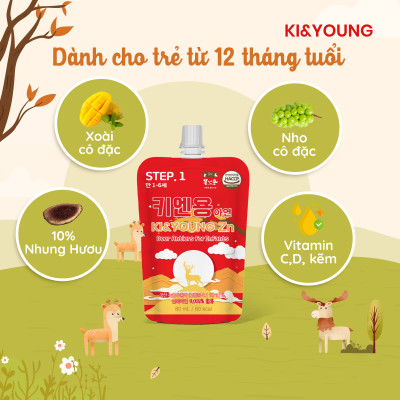 Combo Gạc hươu non/Nước nhung hươu cho bé từ 1 tuổi Ki&Young - ALADDINVINA
