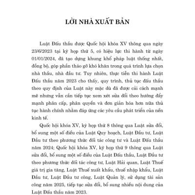 Luật Đấu thầu năm 2023 (sửa đổi, bổ sung năm 2024, 2025)