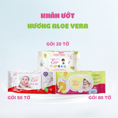 COMBO 5 Khăn ướt baby ENJOY mềm mại, dưỡng ẩm, tiện dụng, đạt chuẩn sức khỏe SGS - Gói 20/50/80 tờ
