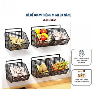 Kệ Lưới Đựng Gia Vị Dán Tường,Kệ Nhà Bếp, Đựng Hành Tỏi, Đồ Nhà Tắm... Tặng Kèm Miếng Dán Siêu Chắc Chắn