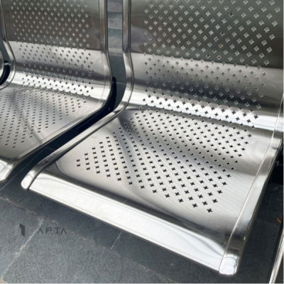 Băng ghế dài 5 chỗ CW3001-5 Nội thất Capta Ghế băng chờ nhập khẩu inox bóng hình sao giá đỡ sắt sơn tĩnh điện chờ phòng khám phòng nha công cộng tại HCM