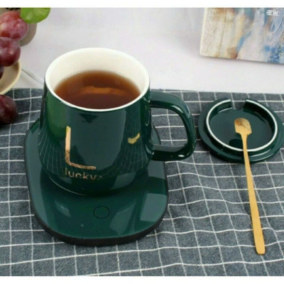 Cốc Hâm Nóng Đa Năng – Bộ Ly Sứ Kèm Đế Điện Giữ Nhiệt Trà, Cafe, Sữa | Kèm Thìa & Hộp Sang Trọng