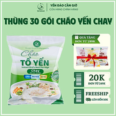 Yến Đảo - Thùng 30 Gói Cháo Yến Chay Chất Lượng Giàu Dinh Dưỡng Ăn Liền Tiện Lợi