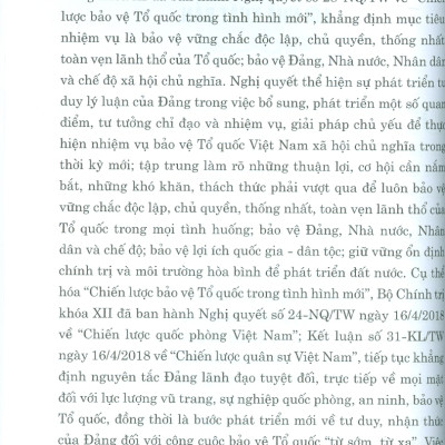 MỘT SỐ VẤN ĐỀ VỀ ĐƯỜNG LỐI QUÂN SỰ, CHIẾN LƯỢC QUỐC PHÒNG TRONG SỰ NGHIỆP XÂY DỰNG VÀ BẢO VỆ TỔ QUỐC VIỆT NAM XÃ HỘI CHỦ NGHĨA THỜI KỲ MỚI - Nguyễn Phú Trọng - NXB Chính trị quốc gia sự thật