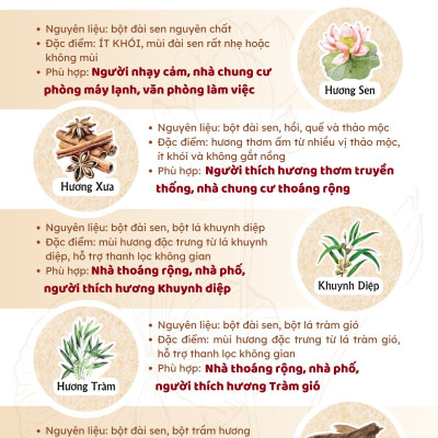 Nhang Trầm Hương Liên Tâm - Nhang sạch nhang xanh - nhang chung cư, ít khói, dịu nhẹ - Nhiều độ dài