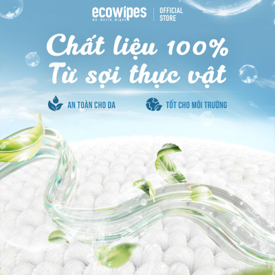 Khăn Ướt Flushable EcoWipes Gói 60 Tờ Khăn Lau Vệ Sinh Tự Phân Hủy Trong Nước