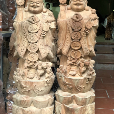 Tượng phật di lặc chúc phúc bằng gỗ hương đá kt 60×20×15cm