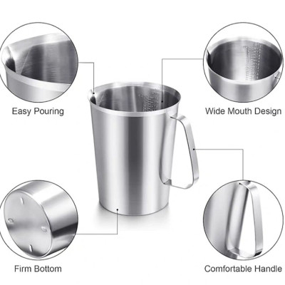 ( hàng cao cấp ) ca đánh sữa inox 304 có vạch đong 500ml, 700ml, 1L