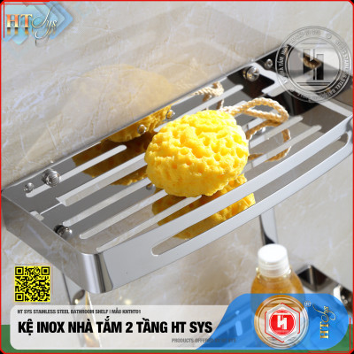 Kệ nhà tắm inox 304 HT SYS - Kệ để đồ phòng tắm 2 tầng đa năng - Chất liệu inox 304 cao cấp - Tích hợp móc treo đồ - LOẠI DÀY - Hàng Chính Hãng