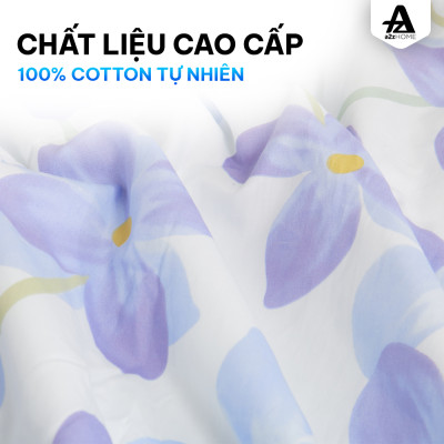 Bộ Ga Giường Mền Chần Bông 5 Món Hyacinth Flowers Mềm Mại 100% Cotton Tự Nhiên A2Z Home