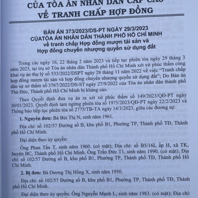 Tuyển Tập Các Bản Án Của Toà Án Nhân Dân Cấp Cao Về  Dân Sự Và Tố Tụng Dân Sự