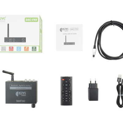 KIWI DAC FX9 - Bộ giải mã tín hiệu âm thanh quang học sang AV cao cấp - Có kiển từ xa, cổng mic hát karaoke, HDMI - Hàng chính hãng