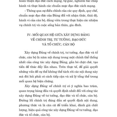 Tài liệu nhận thức và triển khai công tác xây dựng Đảng về chính trị, tư tưởng, đạo đức trong giai đoạn hiện nay - bản in 2024
