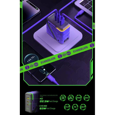 Bộ Sạc Nhanh Pisen Pro - EVA Mecha 65W GaNUltra 2C1A - Pisen CC1200