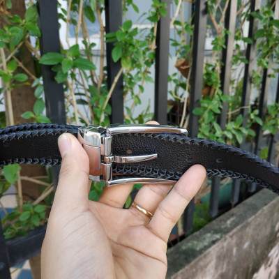 Thắt Lưng Cá Sấu Liền [Mặt Khóa Đầu Kim Cổ Điển] Đan Viền Thủ Công Rất Đẹp!