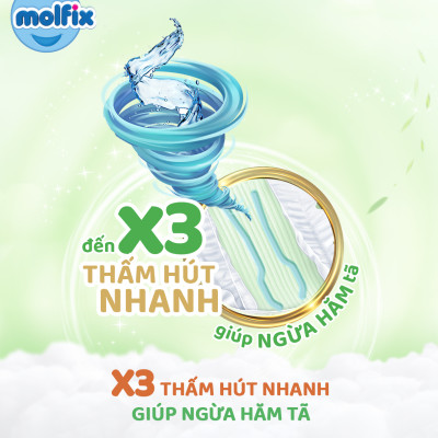 Miếng lót sơ sinh Molfix Thiên nhiên Super Jumbo Newborn 1 (dưới 1 tháng tuổi) - Gói 64+10 miếng
