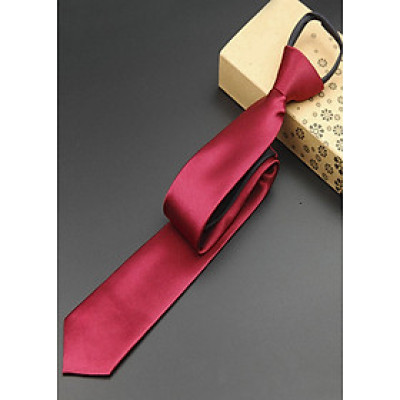 Cà Vạt Nam Thắt Sẵn Rút Dây Titishop CA55 - Đỏ